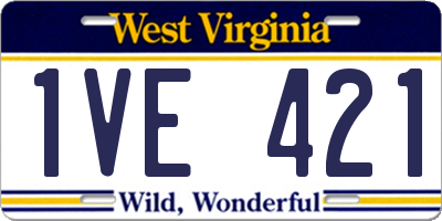 WV license plate 1VE421