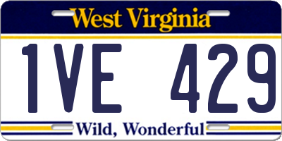 WV license plate 1VE429
