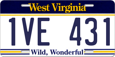 WV license plate 1VE431