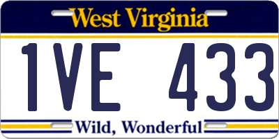 WV license plate 1VE433