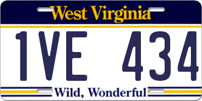WV license plate 1VE434