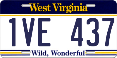 WV license plate 1VE437