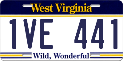 WV license plate 1VE441
