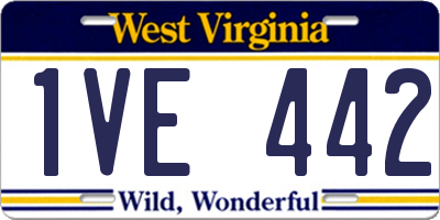 WV license plate 1VE442