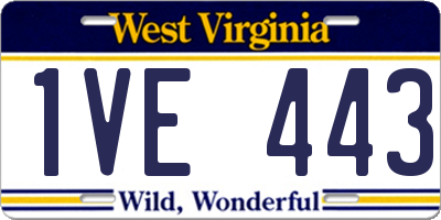 WV license plate 1VE443
