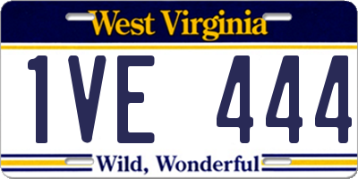 WV license plate 1VE444