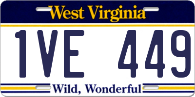 WV license plate 1VE449