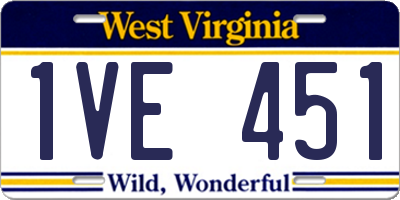 WV license plate 1VE451