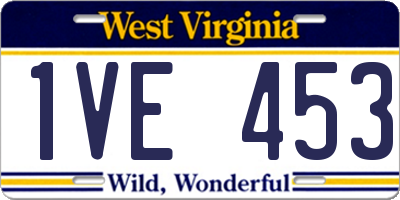 WV license plate 1VE453