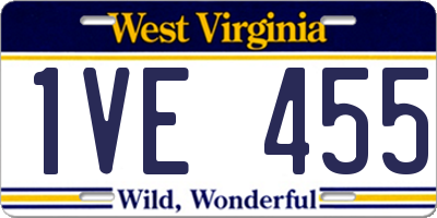 WV license plate 1VE455