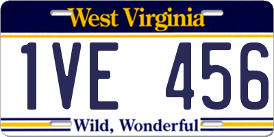 WV license plate 1VE456
