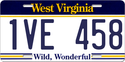 WV license plate 1VE458