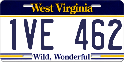 WV license plate 1VE462