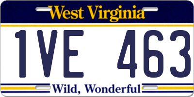 WV license plate 1VE463