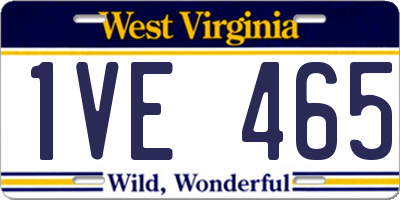 WV license plate 1VE465