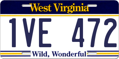 WV license plate 1VE472