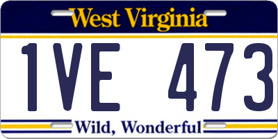 WV license plate 1VE473