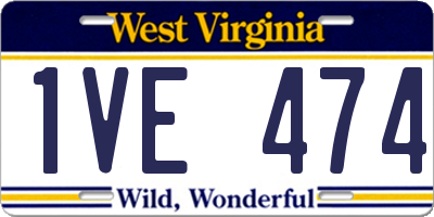 WV license plate 1VE474