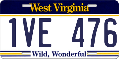WV license plate 1VE476