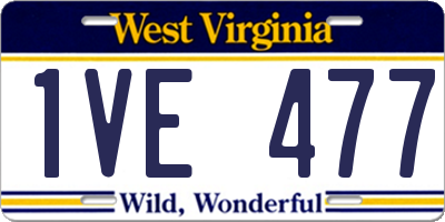 WV license plate 1VE477