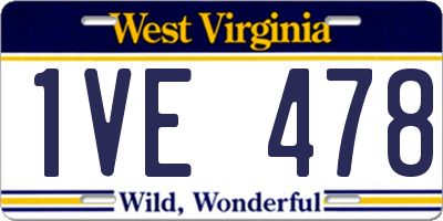 WV license plate 1VE478