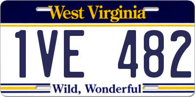 WV license plate 1VE482