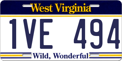 WV license plate 1VE494