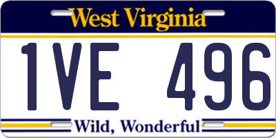 WV license plate 1VE496