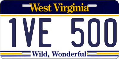 WV license plate 1VE500