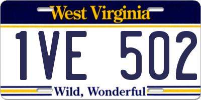 WV license plate 1VE502