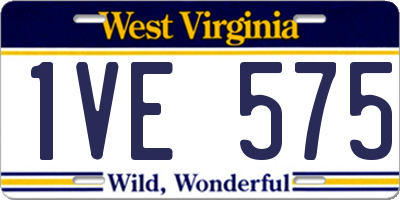 WV license plate 1VE575