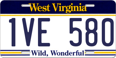 WV license plate 1VE580