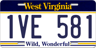 WV license plate 1VE581
