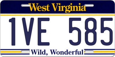 WV license plate 1VE585