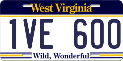 WV license plate 1VE600