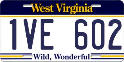 WV license plate 1VE602