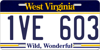 WV license plate 1VE603