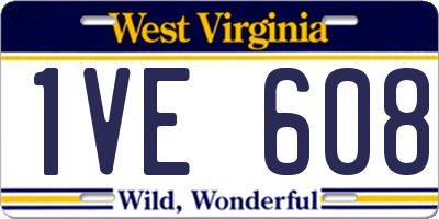 WV license plate 1VE608