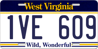 WV license plate 1VE609