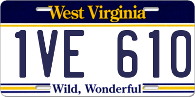 WV license plate 1VE610