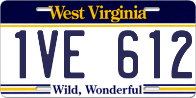 WV license plate 1VE612