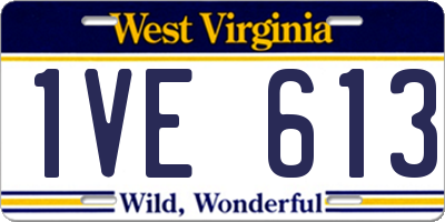 WV license plate 1VE613