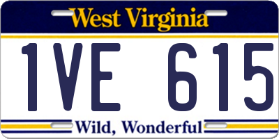 WV license plate 1VE615