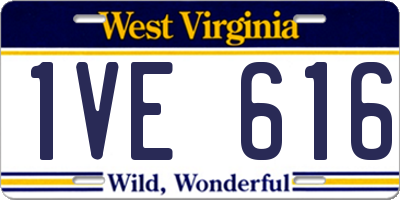 WV license plate 1VE616