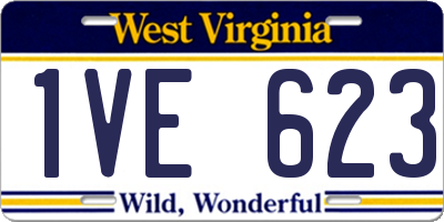 WV license plate 1VE623