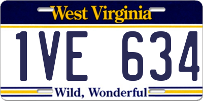 WV license plate 1VE634