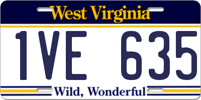 WV license plate 1VE635