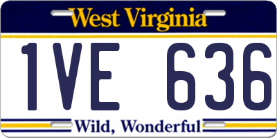 WV license plate 1VE636