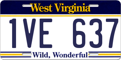 WV license plate 1VE637