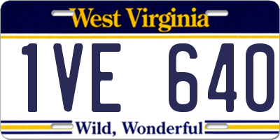 WV license plate 1VE640